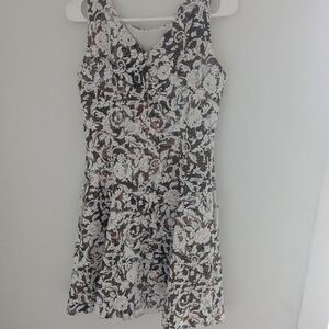 Alex Marie Floral V-Neck Midi Dress - Black and White